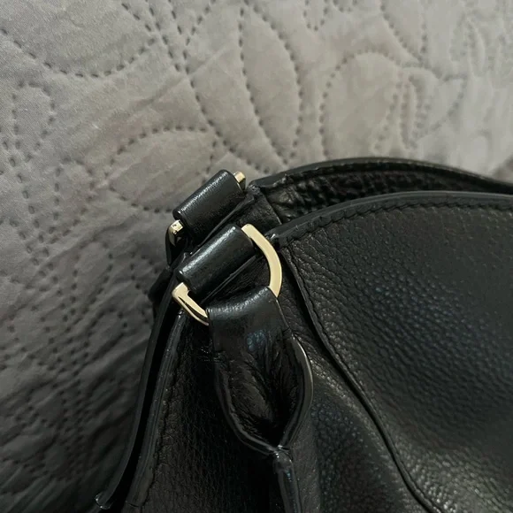 Tory Burch Black Pebbled Leather Double-T Shoulder Tote - Picture 8 of 8